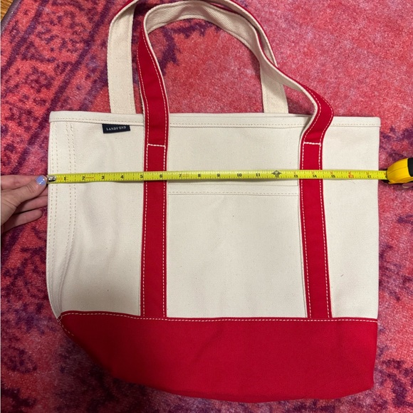 Lands' End Red and Cream Boat Tote - Picture 7 of 8
